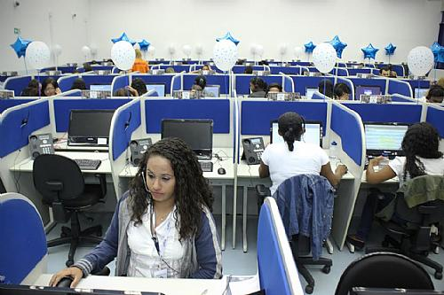 Equipe em operação de call center